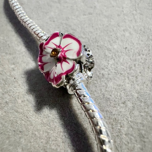 Pink Flower Bead Charm fits Pandora Bracelet - Picture 10 of 13